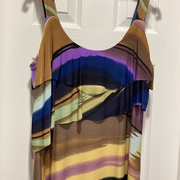 NWOT - Pretty Young Thing Round Neck Colourful Tiered Ruffled Summer Dress -Sz L - Picture 11 of 12